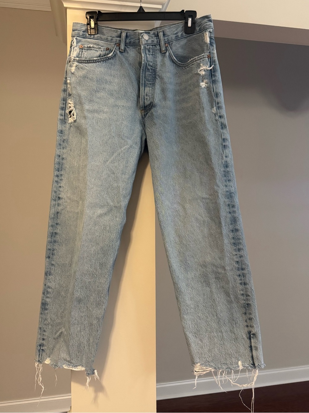 Agolde Light Blue Frayed Hem Jeans